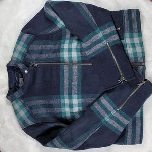 NEW Gap Plaid Wool Motorcycle Women's Jacket Size XL